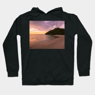 Tropical island and paradise beach at sunset Hoodie